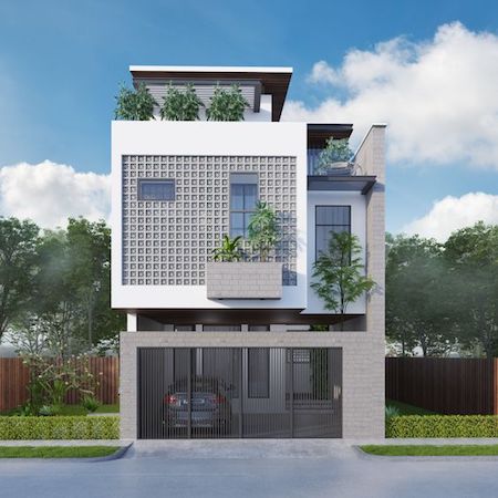 Mẫu nhà 2 tầng kiểu mái bằng hiện đại chi phí khoảng 1 tỷ đồng