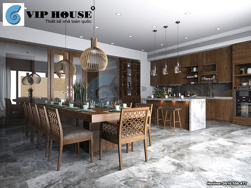 Hình ảnh: Khu vực phòng bếp ăn của biệt thự với sự tiện nghi đặt lên hàng đầu