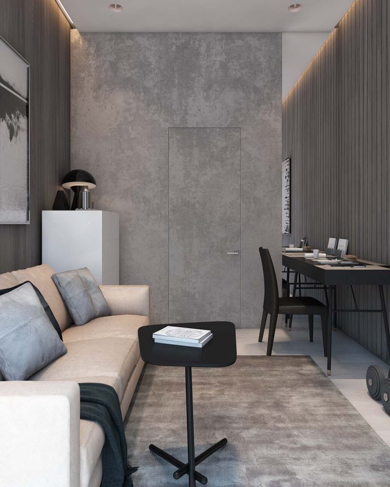 Thiết kế nội thất phòng làm việc trong căn hộ chung cư 70m2