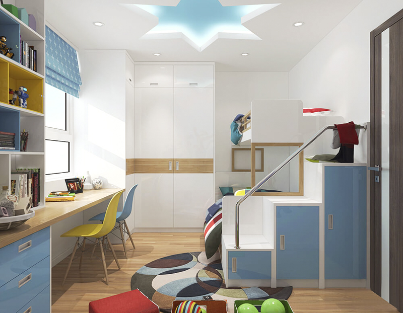 Nội thất phòng ngủ con cá tính và độc đáo trong căn hộ chung cư diện tích 70m2