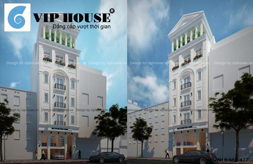 Phối cảnh kiến trúc khách sạn mini 7 tầng diện tích 100m2/sàn
