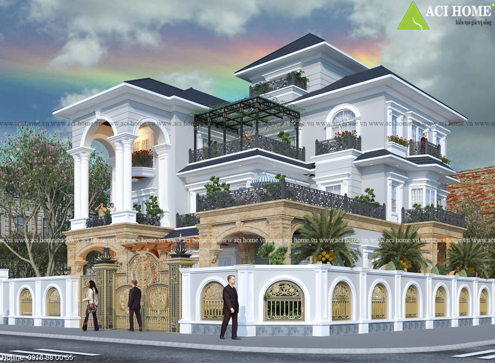 Top 9+ biệt thự tân cổ điển phối mái Thái cực đẹp