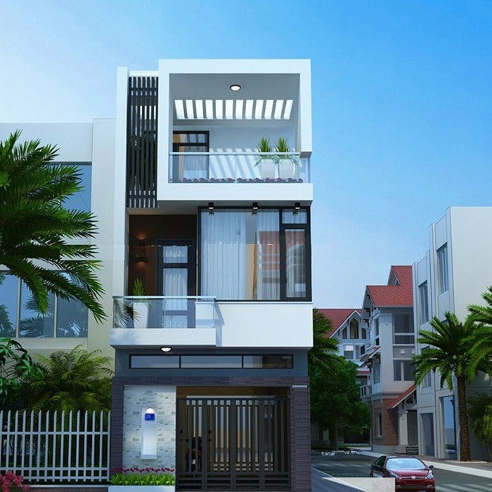 Mẫu thiết kế nhà phố 2 tầng 1 tum diện tích 35m2/sàn chi phí khoảng 400 triệu