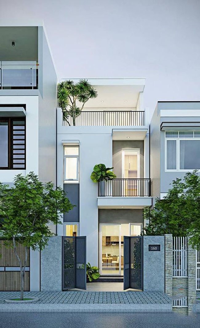 Mẫu thiết kế nhà phố 2 tầng 1 tum giá 400 triệu phong cách hiện đại,tối giản