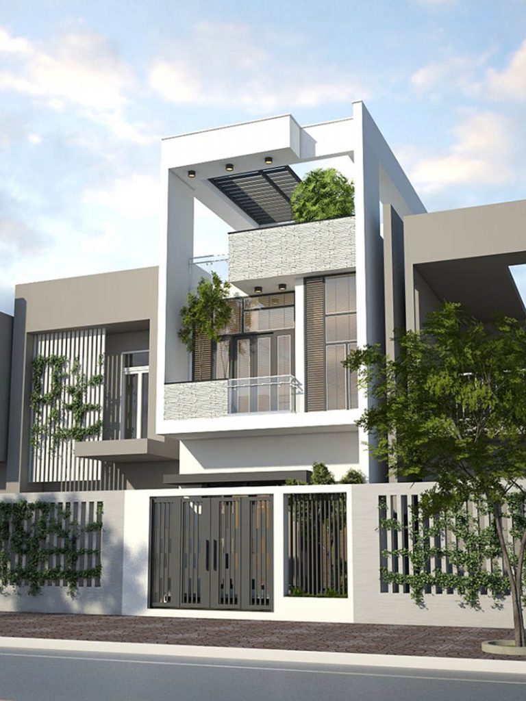 Mẫu thiết kế nhà 2 tầng 1 tum giá 400 triệu phong cách hiện đại 